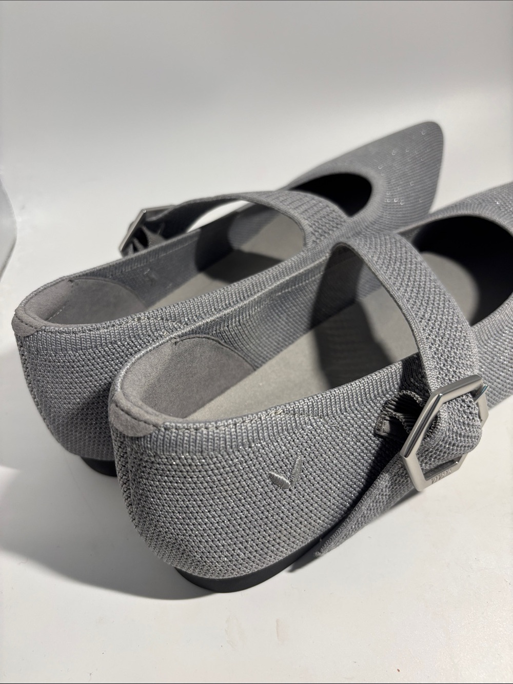 VIVAIA Maria Pointed Gray Mary Jane Flats with Decorative Buckle -9.5 (40.5) - Picture 4 of 9